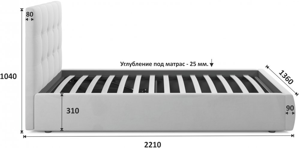 Полутораспальная кровать Selesta 120х200 с ПМ серый велюр
