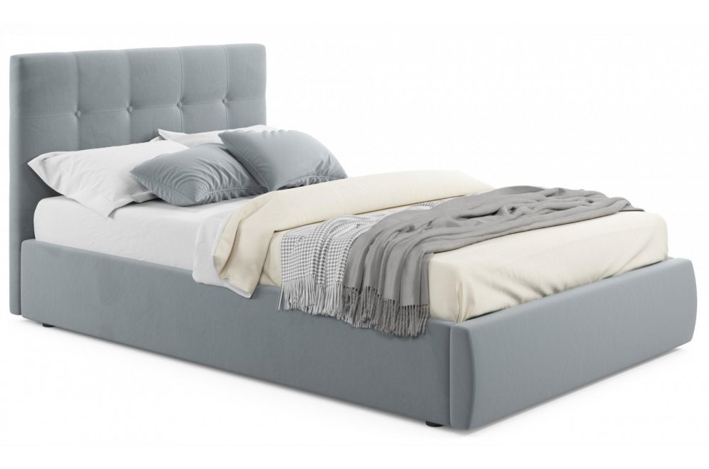 Полутораспальная кровать Selesta 120х200 с ПМ серый велюр