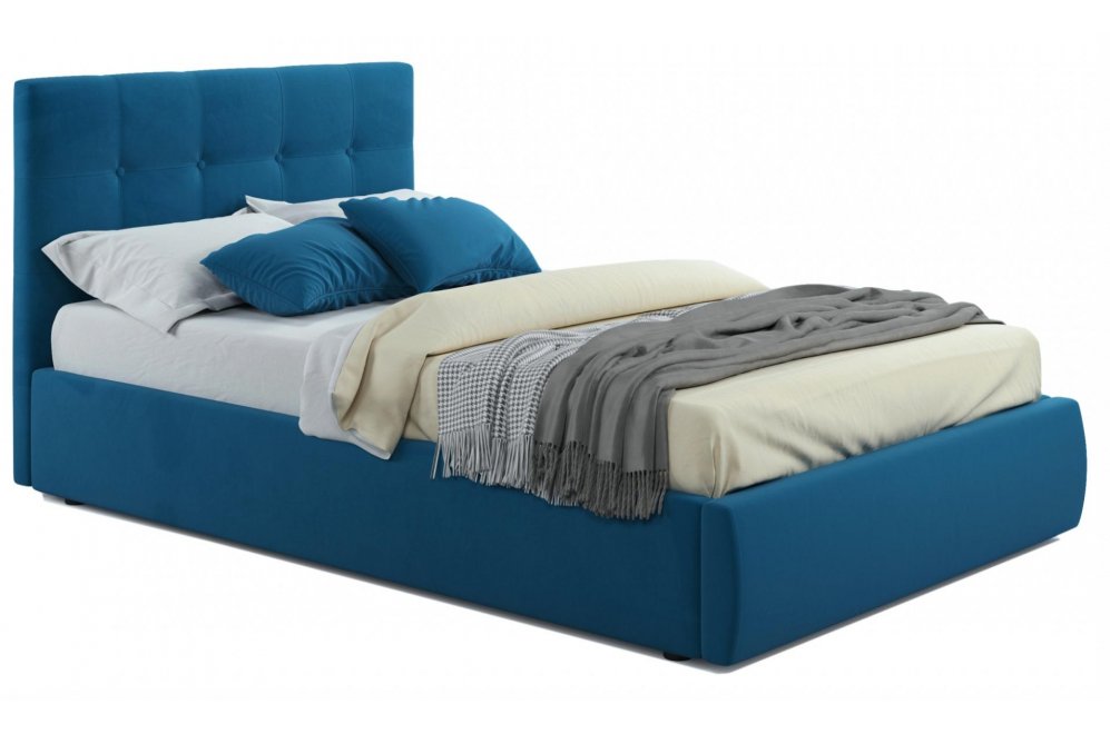 Полутораспальная кровать Selesta 120х200 с ПМ синий велюр