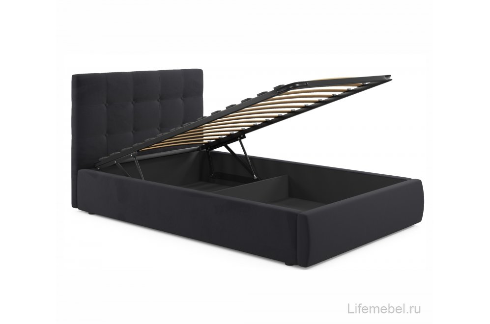 Полутораспальная кровать Selesta 120х200 с ПМ черный велюр