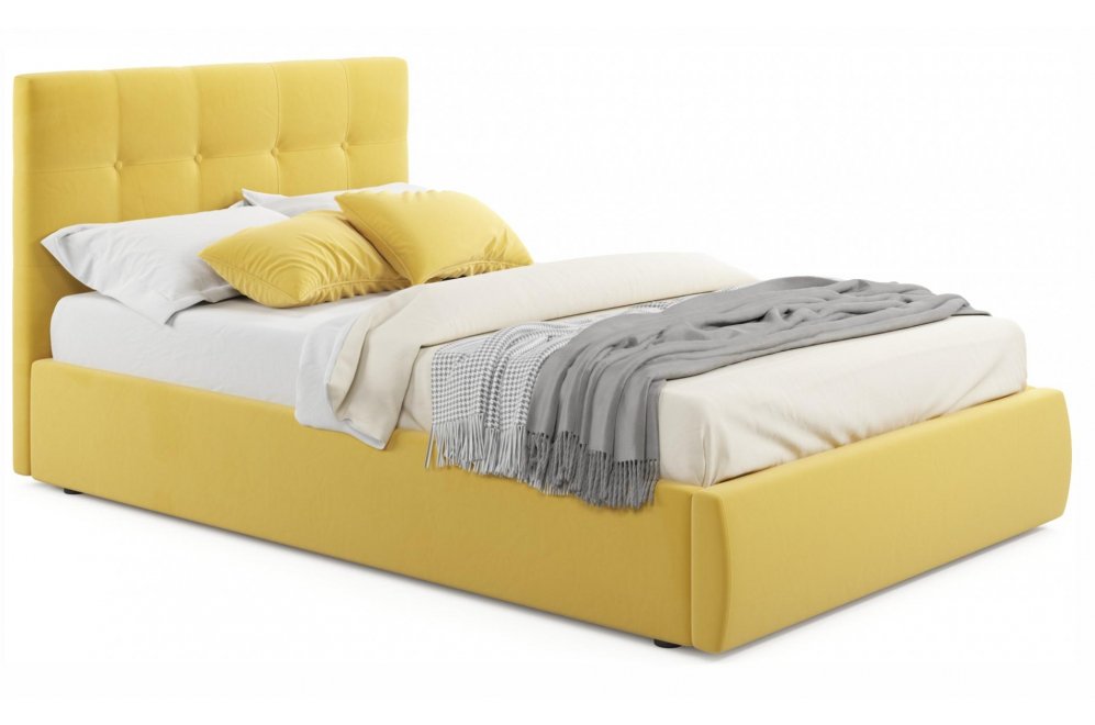 Полутораспальная кровать Selesta 120х200 с ПМ желтый велюр