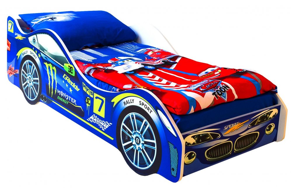 Кровать-машина Пилот синий