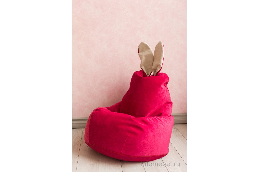 Пуф-мешок Зайчик малиновый
