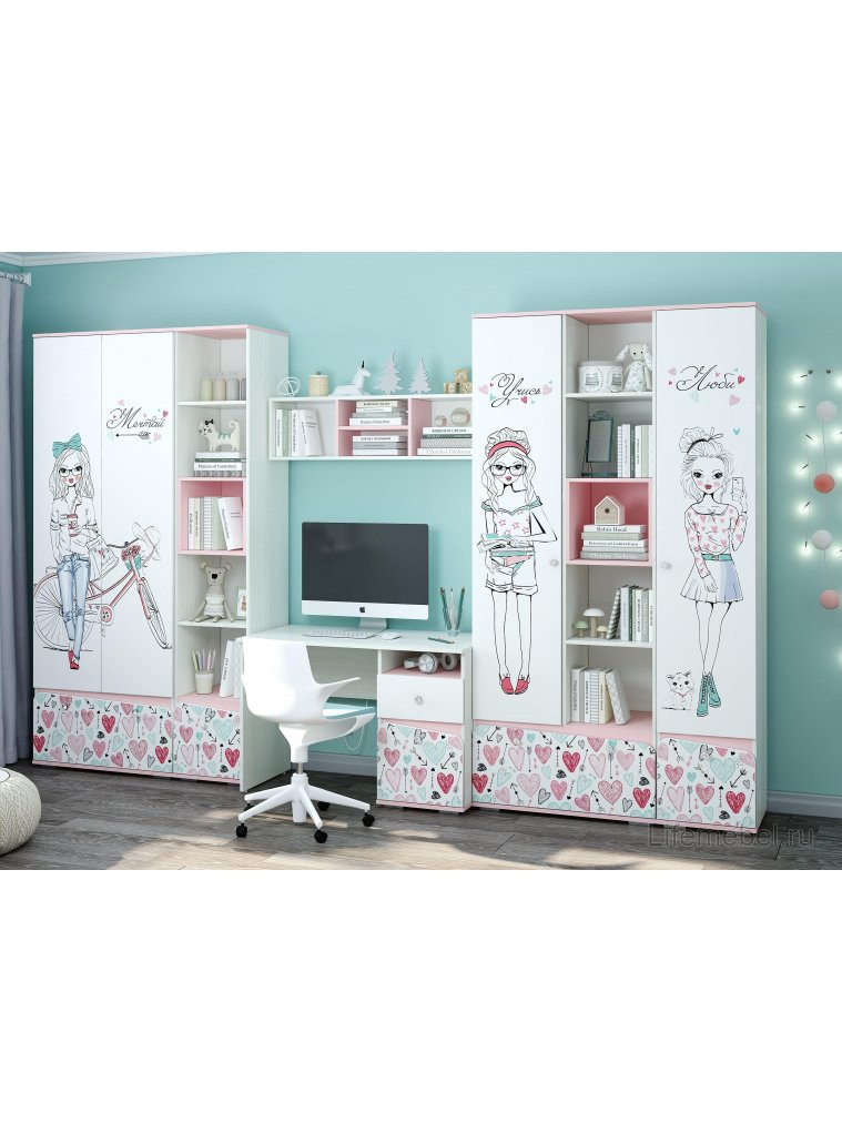 Стеллаж Малибу ПН-12 ясень белый / айскрим / белый 