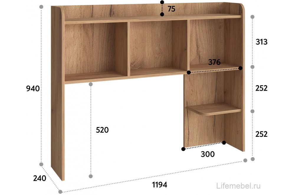 Надстройка для стола П-101 дуб крафт золотой