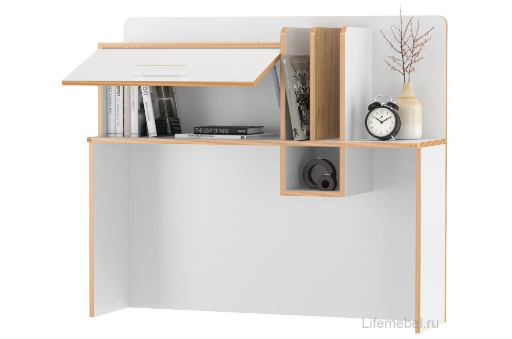 Полка Вуди 10.115 белый премиум / дуб золотой craft