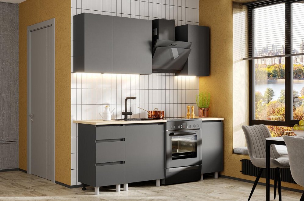 Модульная кухня Денвер графит 1,4м