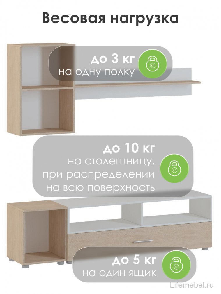 Готовая гостиная Алонсо дуб сонома / белая