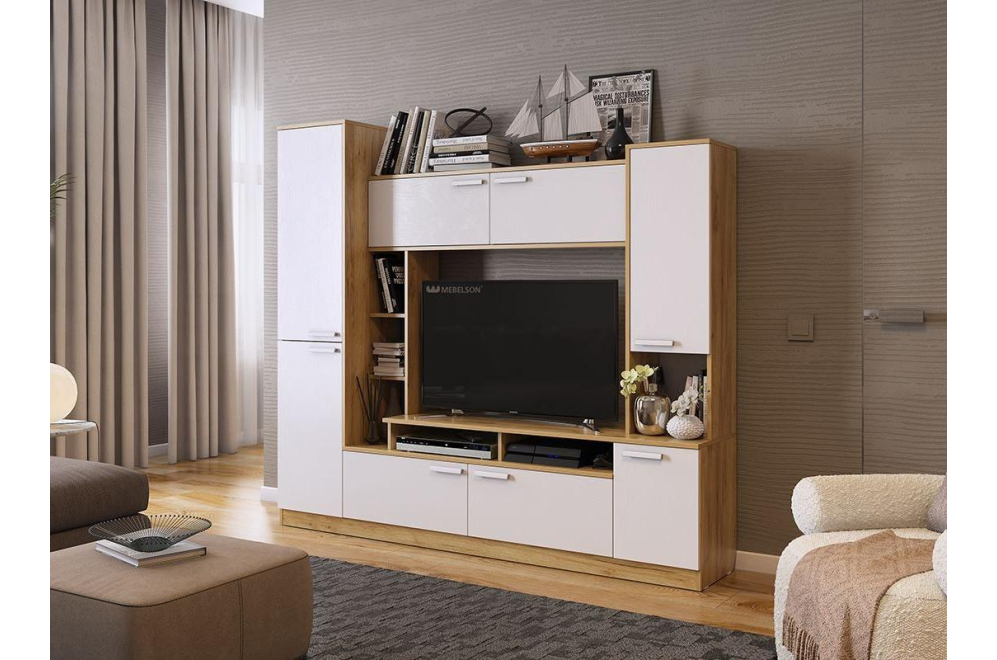 Готовая гостиная Токио дуб крафт золотой / белое дерево