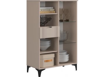 Стенка-горка Рич К3 2450х425х1900 мм кашемир / фрапучино матовый / черный