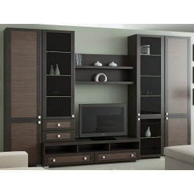 Стенка для гостиной Фиджи (комплектация 8) венге цаво / каналы дуба