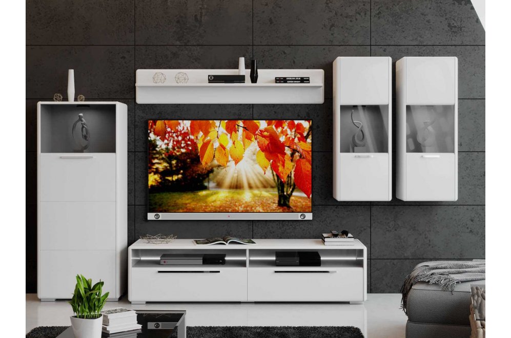 Модульная гостиная Наоми комплектация 2 белый глянец