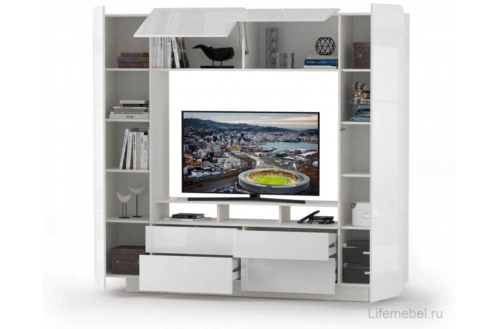 Готовая гостиная Румба белый / белый глянец  - Уцененный экземпляр