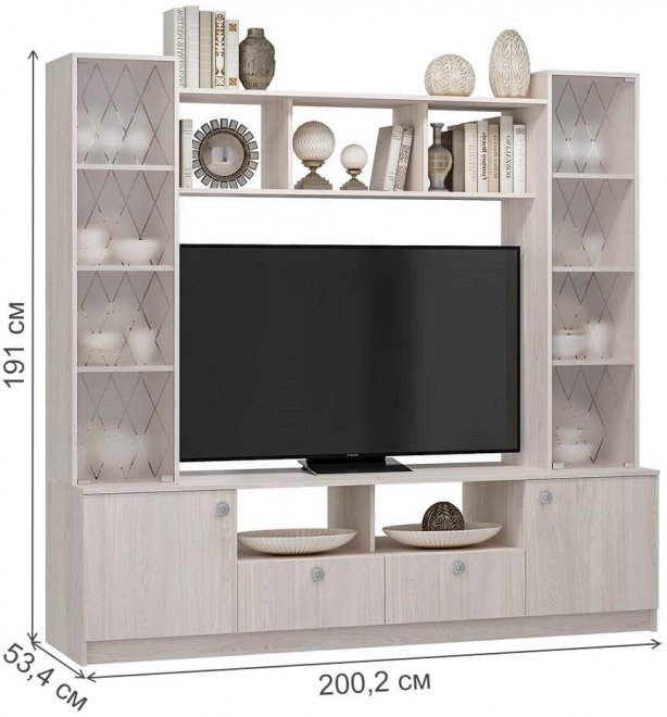 Готовая гостиная Зарина ЦС-01 ясень белый