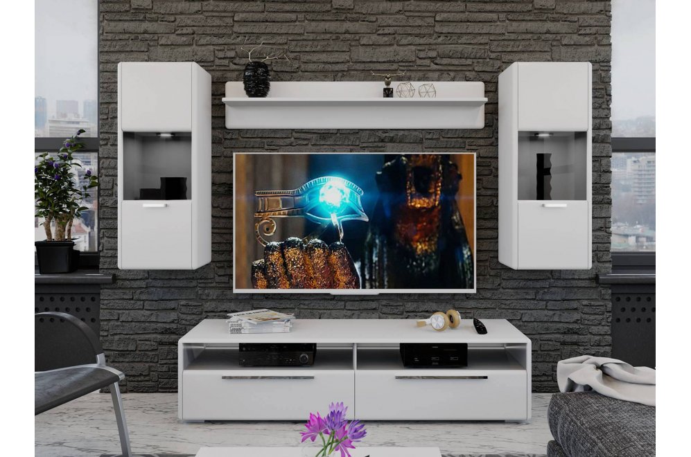 Модульная гостиная Наоми комплектация 8 белый глянец