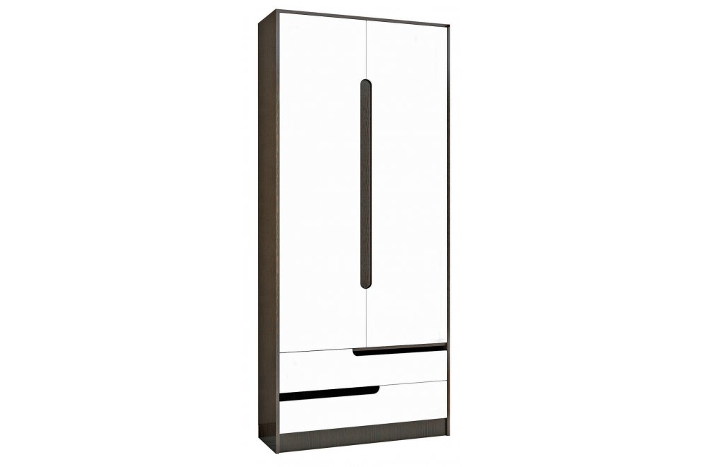 Шкаф двухдверный Гавана венге/ акрил белый