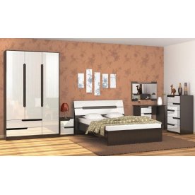 Шкаф трехдверный Гавана венге/ акрил белый