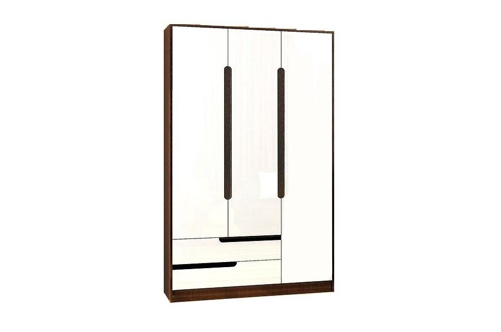 Шкаф трехдверный Гавана венге/ акрил белый