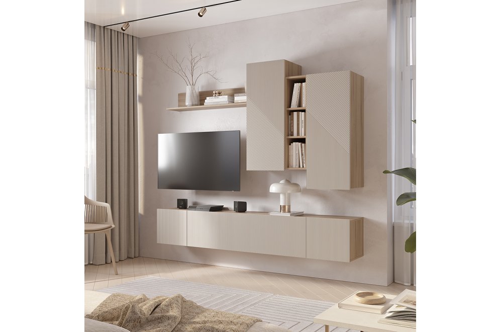 Модульная гостиная Эмилия комплект 1 дуб смоки / айриш