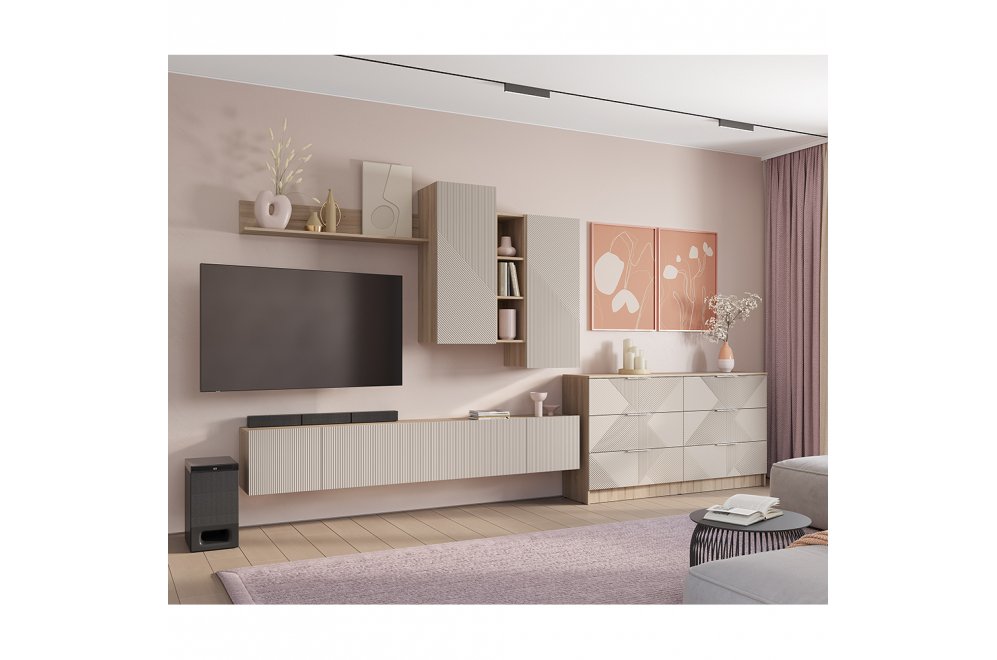 Модульная гостиная Эмилия комплект 2 дуб смоки / айриш