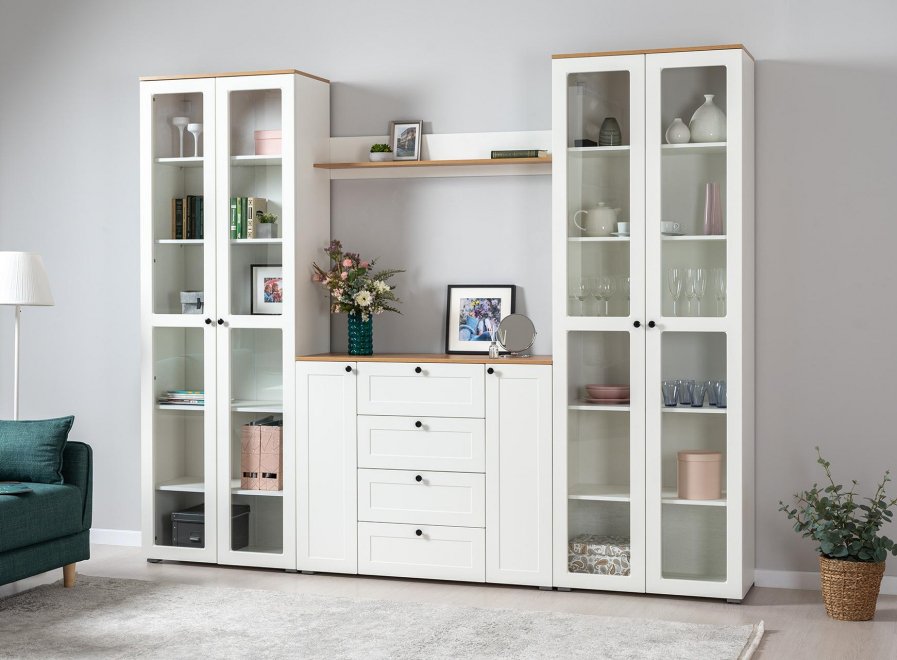 Модульная гостиная Остин белый шагрень / дуб золотой craft комплектация 3