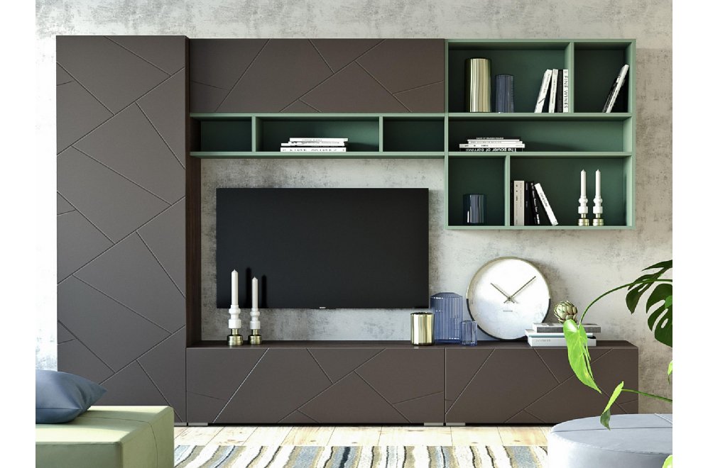 Модульная гостиная Summit софт графит / муссон / ясень анкор темный комплектация 5