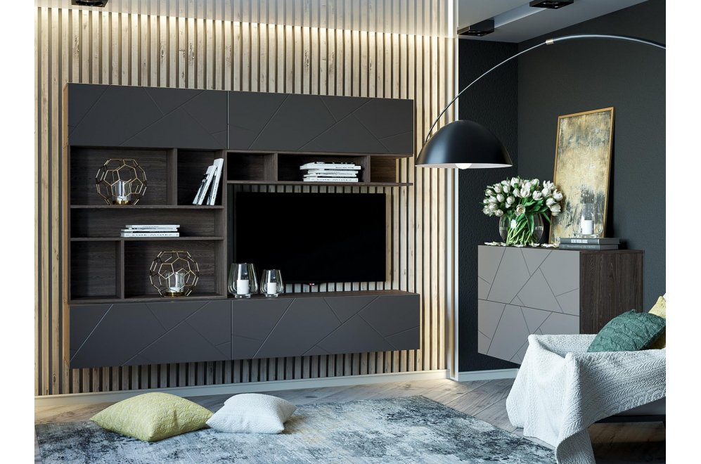 Модульная гостиная Summit софт графит / ясень анкор темный комплектация 6