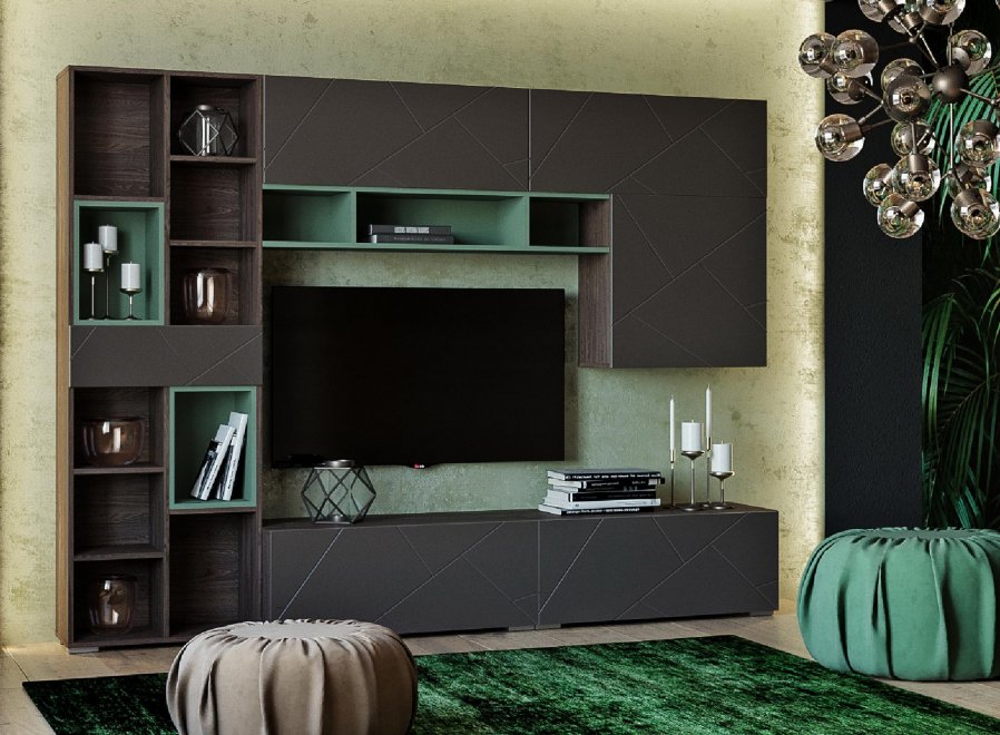 Модульная гостиная Summit софт графит / муссон / ясень анкор темный комплектация 7