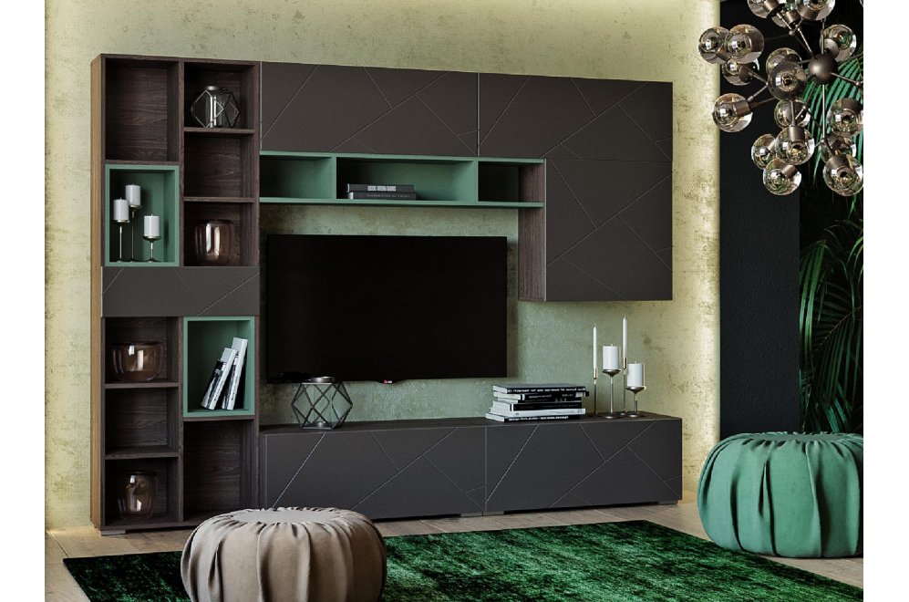 Модульная гостиная Summit софт графит / муссон / ясень анкор темный комплектация 7