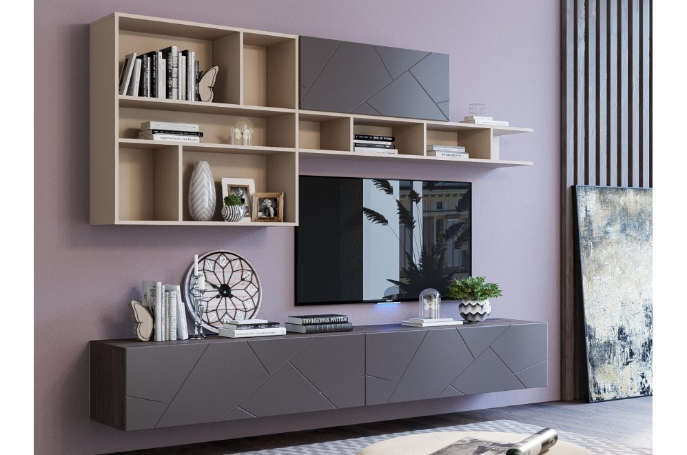 Модульная гостиная Summit софт графит / капучино / ясень анкор темный комплектация 9