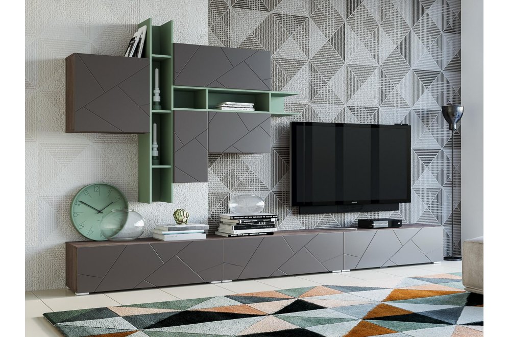 Модульная гостиная Summit софт графит / муссон / ясень анкор темный комплектация 2