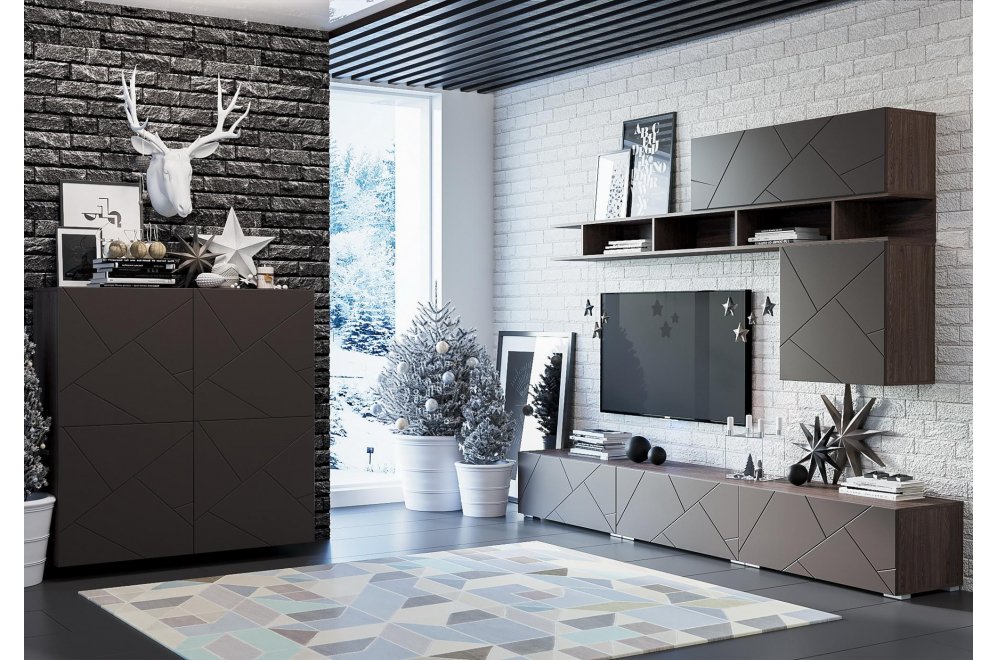 Модульная гостиная Summit софт графит / ясень анкор темный комплектация 3