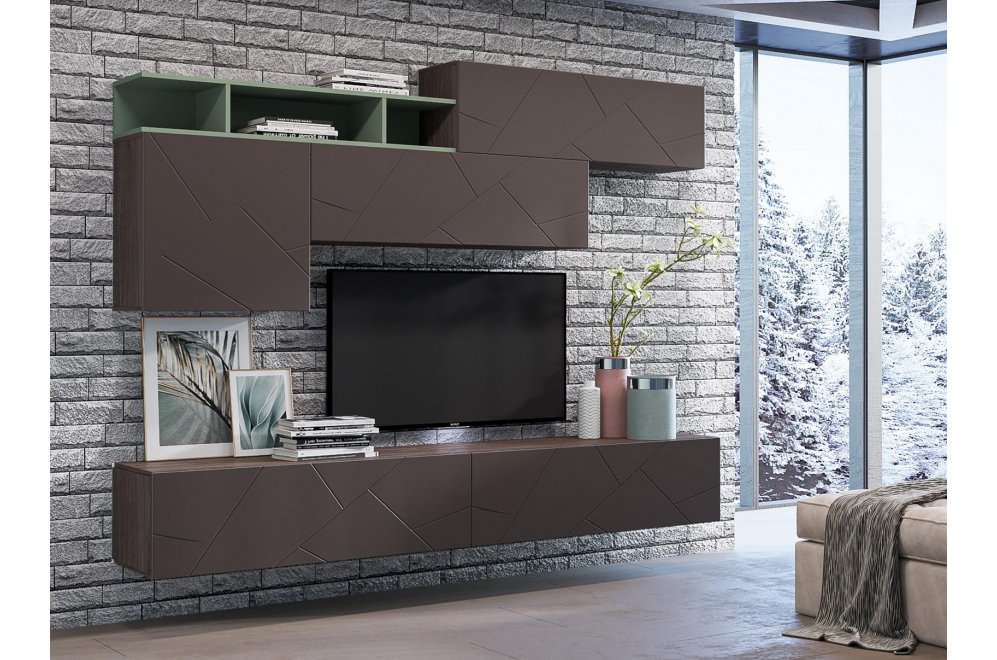 Модульная гостиная Summit софт графит / муссон / ясень анкор темный комплектация 4