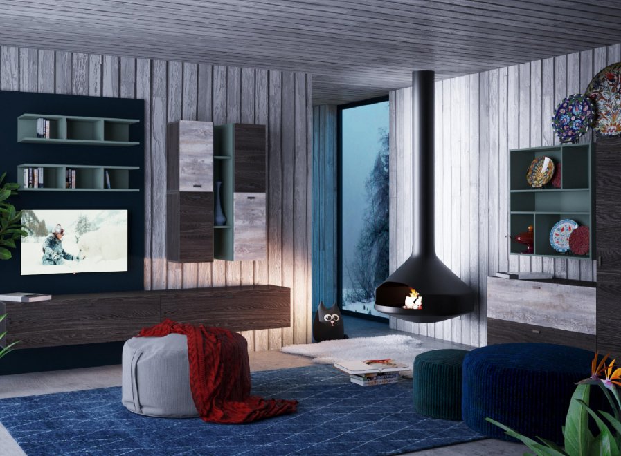 Модульная гостиная Urban бетон пайн темный / муссон / ясень анкор темный комплектация 6