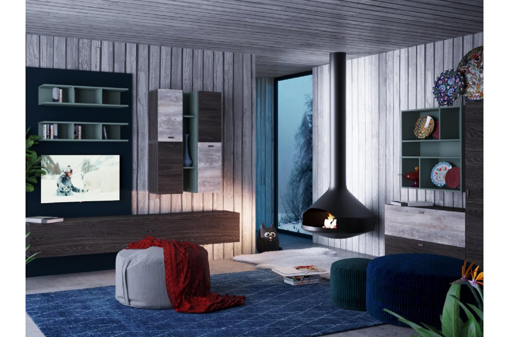 Модульная гостиная Urban бетон пайн темный / муссон / ясень анкор темный комплектация 6