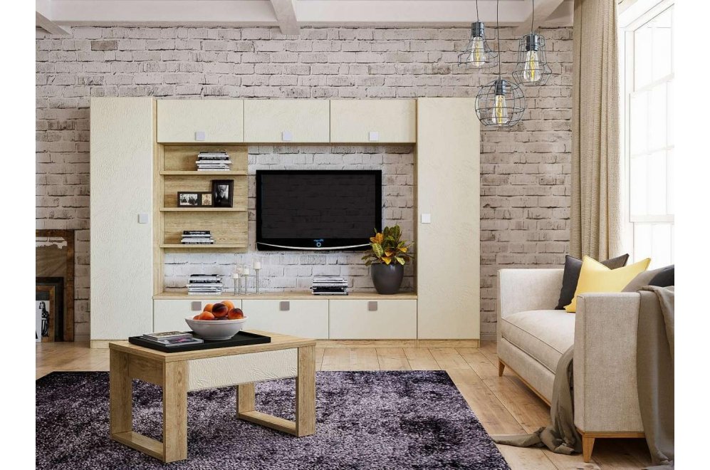 Модульная гостиная Анастасия дуб роше / мисандея стоун комплектация 5