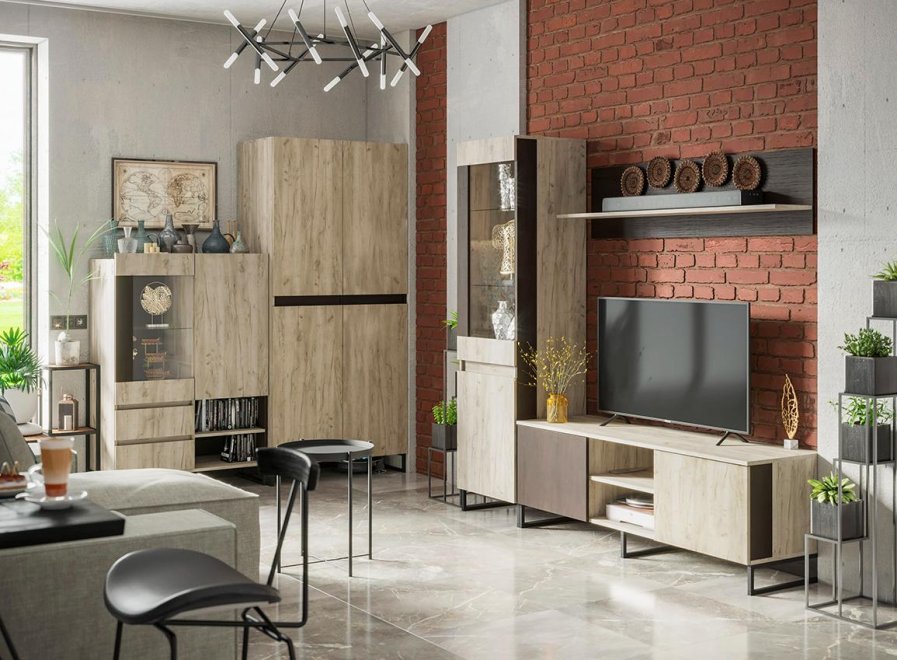 Модульная гостиная Дайтон дуб кастелло серый / венге комплектация 2