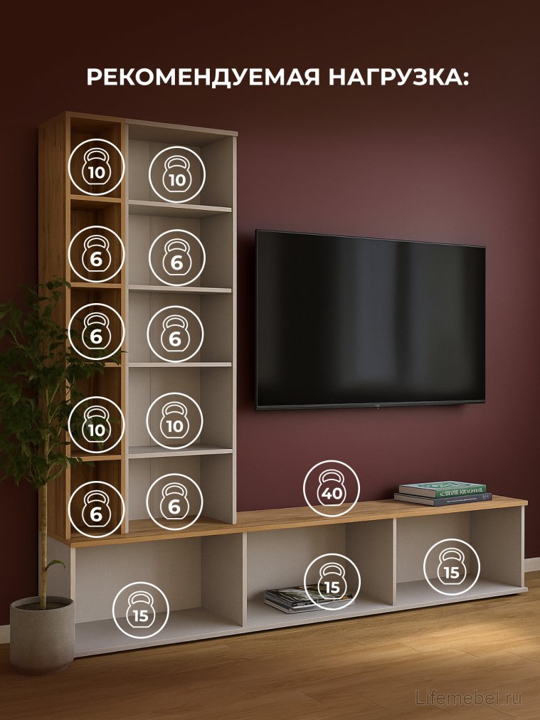 Модульная гостиная Филеста белый / дуб вотан комплектация 2