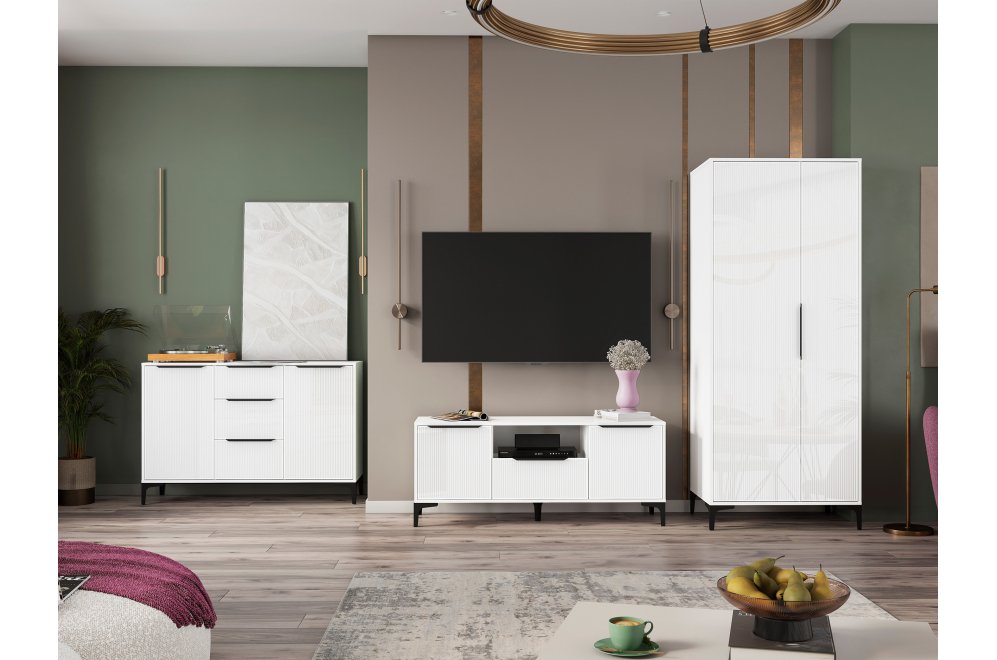 Модульная гостиная Иадама белый / белый глянец комплектация 1