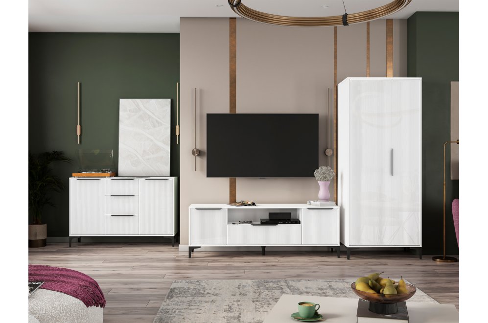 Модульная гостиная Иадама белый / белый глянец комплектация 2