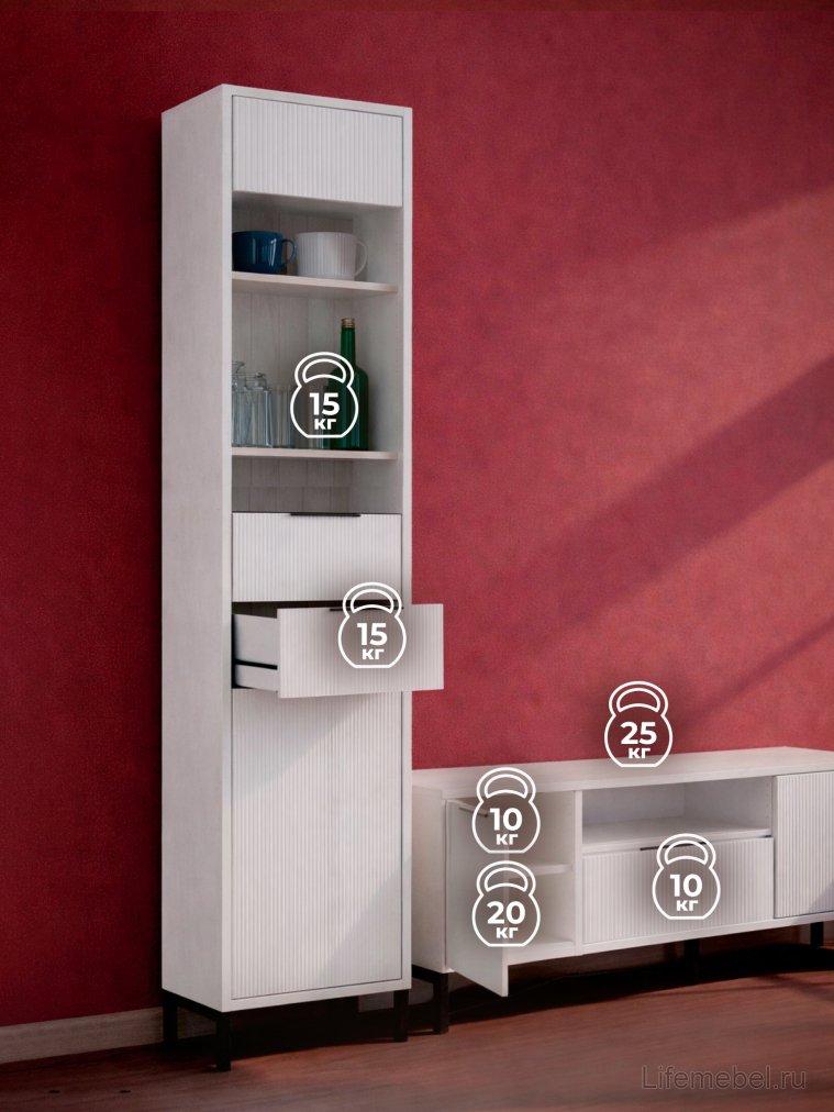 Модульная гостиная Иадама белый / белый глянец комплектация 4