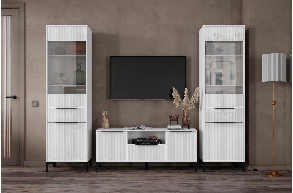 Модульная гостиная Иадама белый / белый глянец комплектация 4