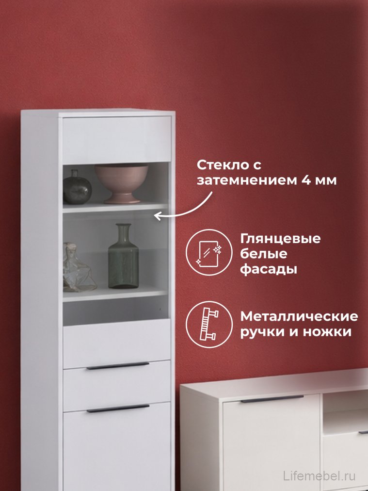 Модульная гостиная Иадама белый / белый глянец комплектация 5