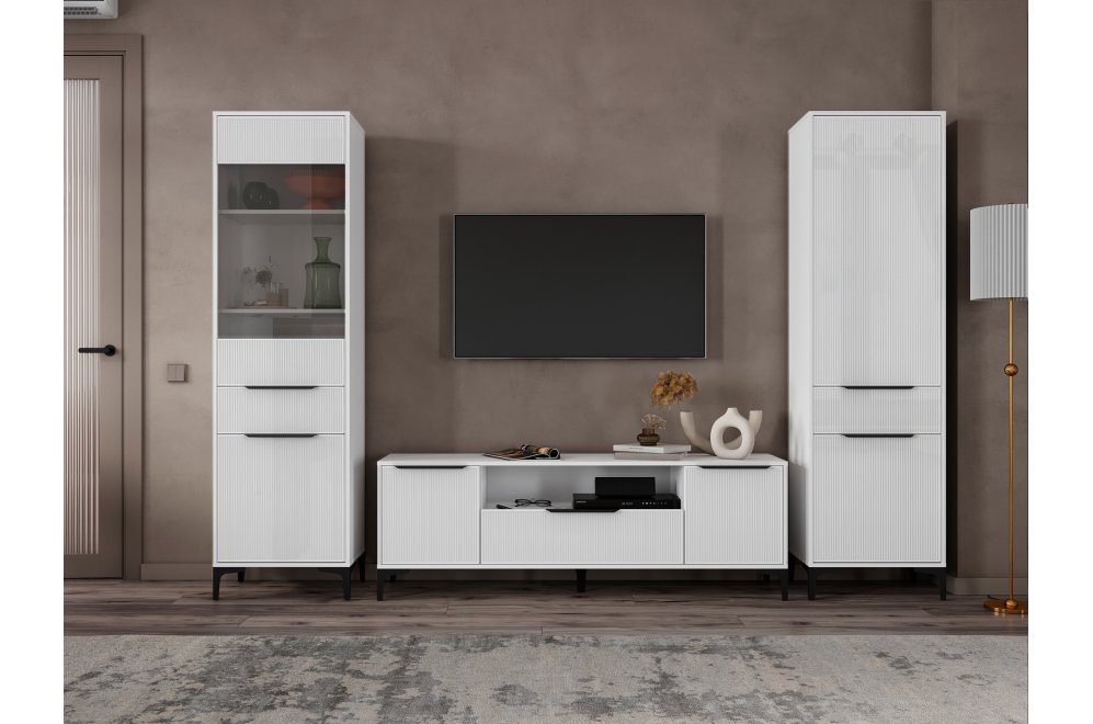 Модульная гостиная Иадама белый / белый глянец комплектация 6