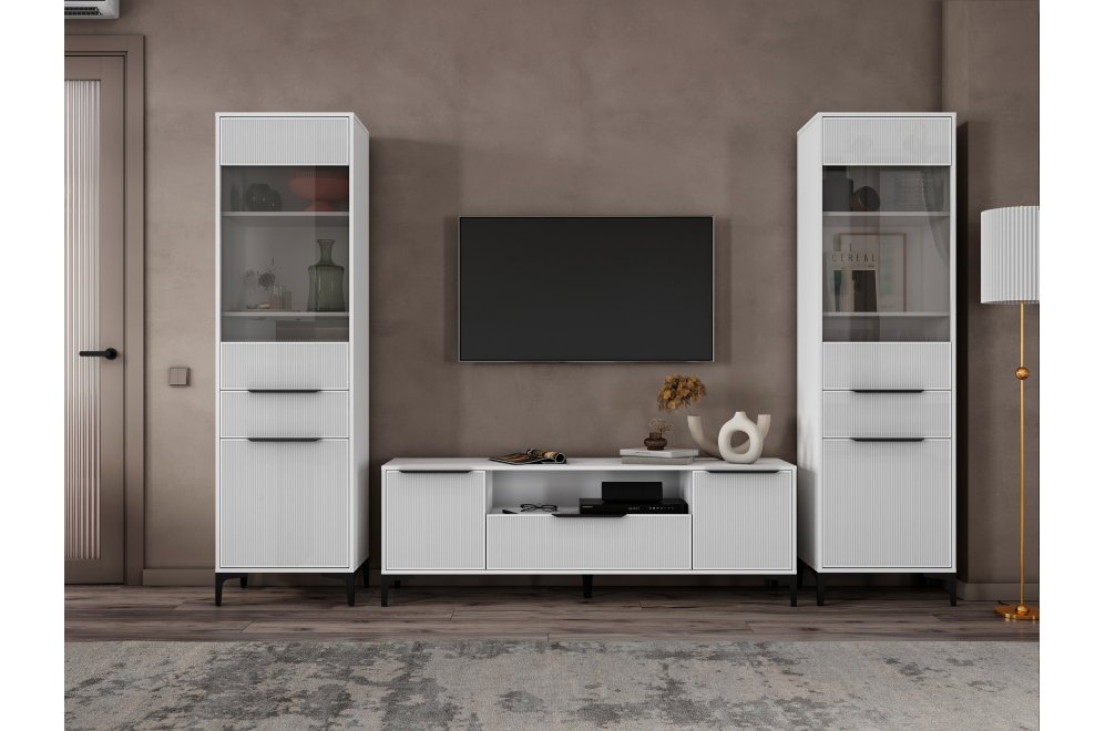 Модульная гостиная Иадама белый / белый глянец комплектация 7