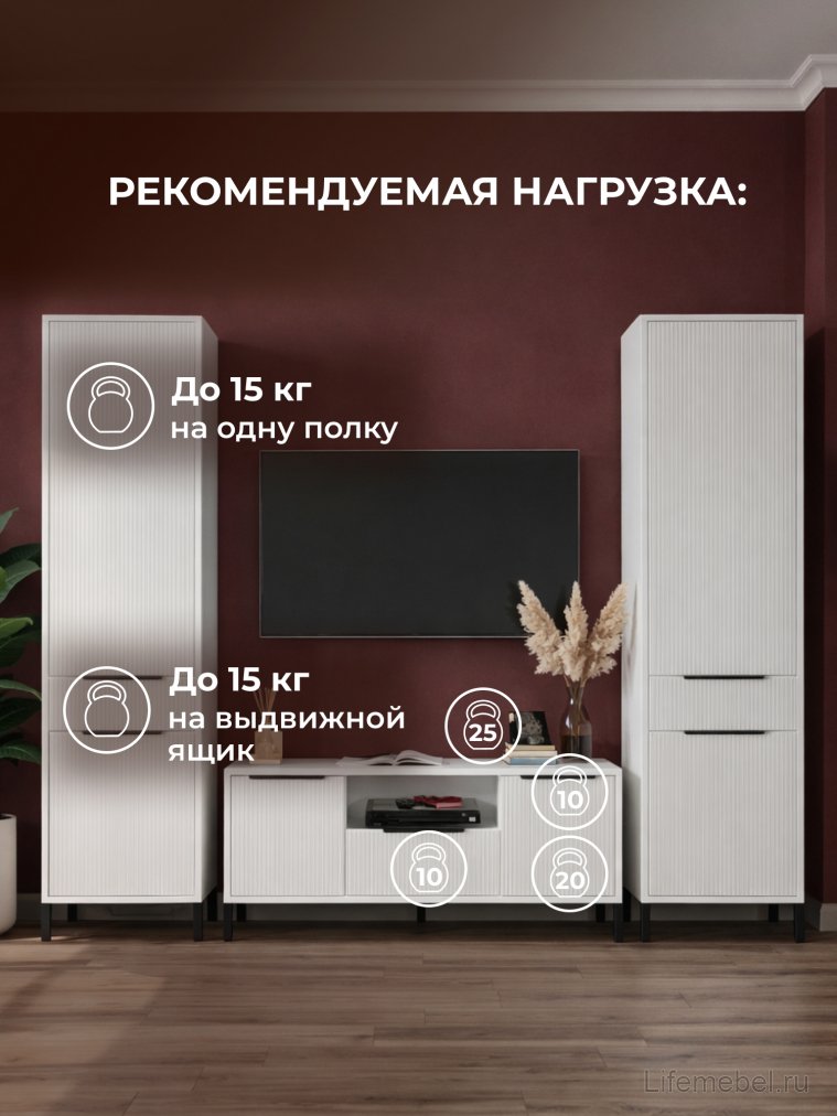 Модульная гостиная Иадама белый / белый глянец комплектация 8