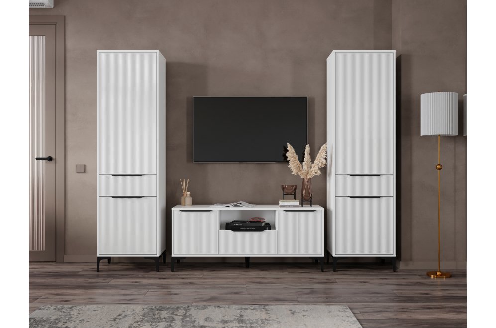 Модульная гостиная Иадама белый / белый глянец комплектация 8