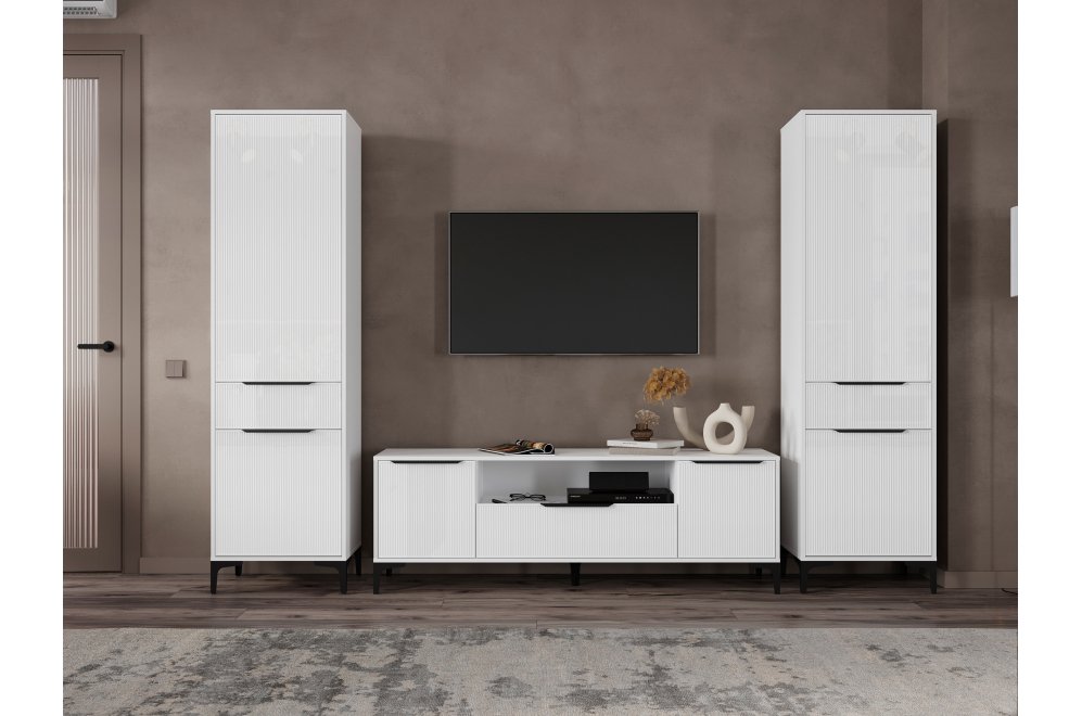 Модульная гостиная Иадама белый / белый глянец комплектация 9