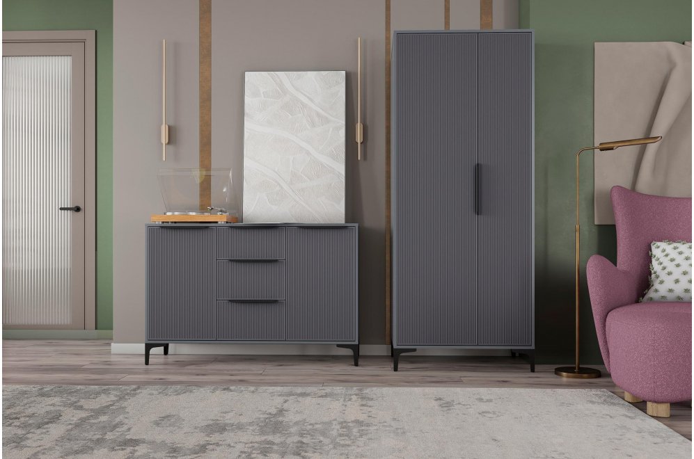 Модульная гостиная Иадама графит / графит софт комплектация 3