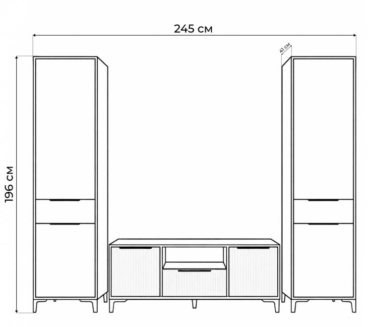 Модульная гостиная Иадама графит / графит софт комплектация 8